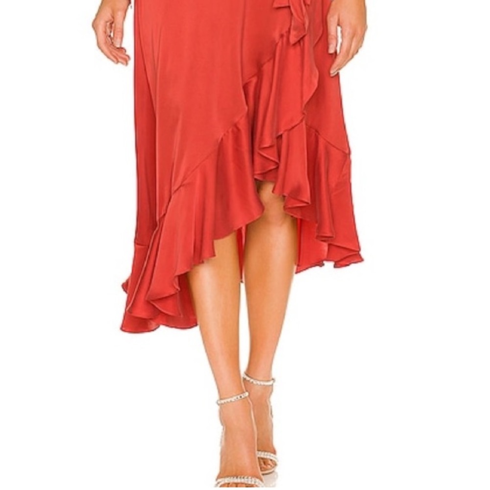 Zimmermann Silk Wrap Midi Dress in Crimson Red - Picture 7 of 12